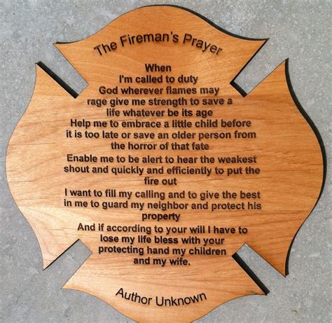 Fireman's Prayer on Maltese Cross 8 inch by 8 inch with