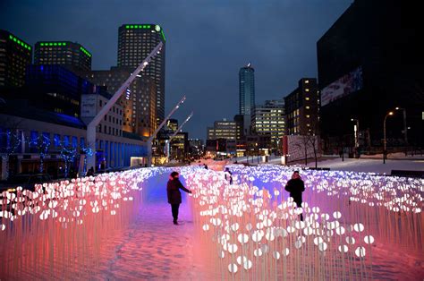 Entre Les Rangs - Luminothérapie - Montreal. Immersive winter installation referencing Montreal ...