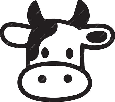 Premium Vector | Black and white picture of a cow's face.