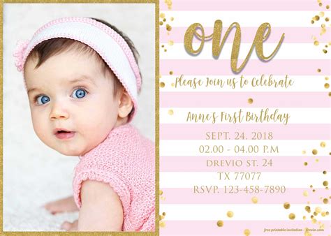 Free First Birthday Invitation Cards Templates - Printable Templates Free