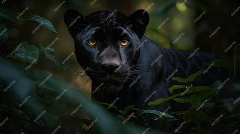 Premium AI Image | A black jaguar in the dark