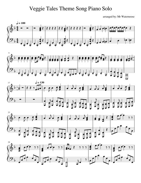 VeggieTales Theme Song Piano Solo Sheet music for Piano (Solo ...