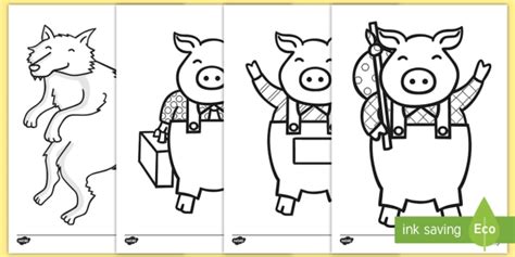 Three Little Pigs Coloring Sheets (Teacher-Made)