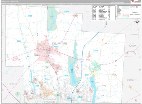 Delaware County, OH Wall Map Premium Style by MarketMAPS