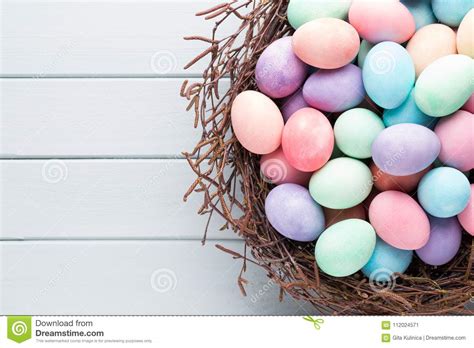 Pastel Easter Eggs Background. Spring Greating Card. Stock Image - Image of abstract, pink ...