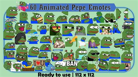 60 Animated Pepe Emotes Pack for Twitch and Discord 1 - Etsy