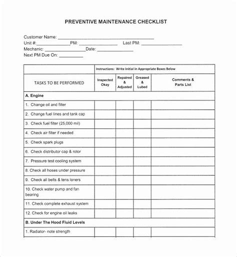 Preventive Maintenance Schedule format Pdf Best Of 17 Maintenance Checklist Templates – Pdf Word ...