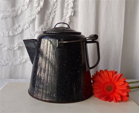 Vintage Coffee Pot Black Enamelware Camping | Etsy | Camping coffee pot, Vintage coffee pot ...