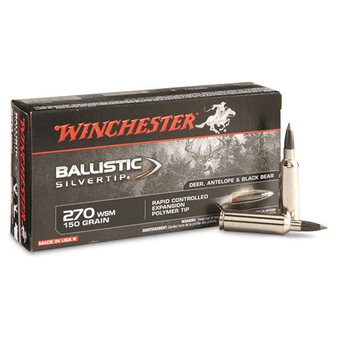 Winchester Supreme Ballistic Silvertip, .270 WSM, BST, 150 Grain, 20 ...