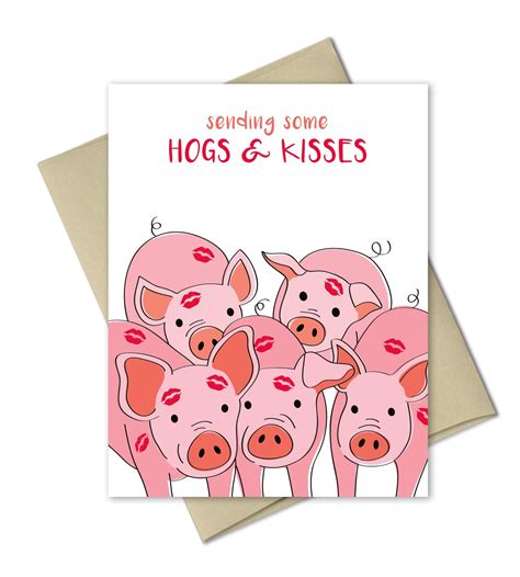 Funny Love Card - Hogs and Kisses - Love Anniversary Valentines Card | Funny love cards, Cute ...