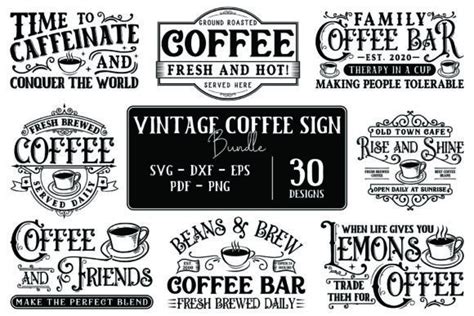 Vintage Coffee Sign SVG Bundle Graphic by CraftlabSVG · Creative Fabrica