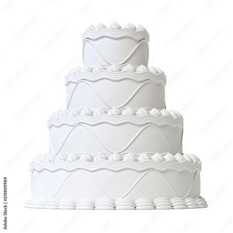 Wedding white cake isolated on white background 3d rendering Stock Photo | Adobe Stock