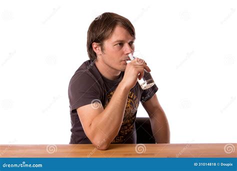 Man Drinking Water in a Glass Stock Photo - Image of blue, water: 31014818