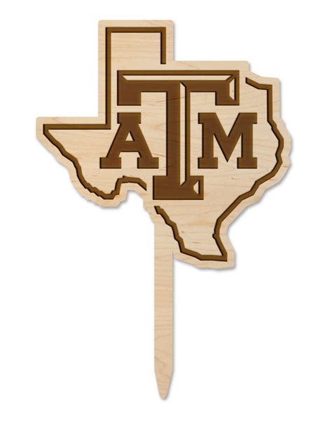 Texas A&M State Map with Block TAM Cherry Cake Topper – LazerEdge