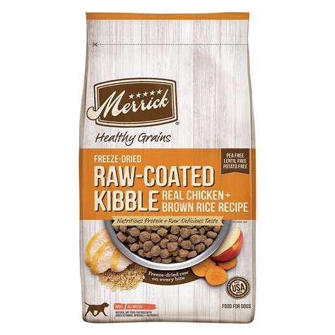 Merrick Healthy Grains Freeze-Dried Raw-Coated Kibble Real Chicken + Brown Rice Recipe Dry Dog ...