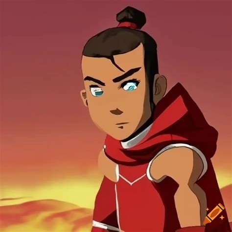 Sokka in fire nation attire on Craiyon