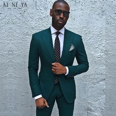 Fashionable men's suits New Dark Green Men Suits Formal Business Tuxedos Men Wedding Suit Jacket ...