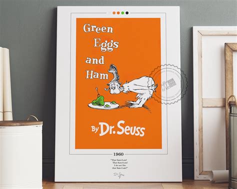 Green Eggs and Ham Book Cover Poster Dr. Seuss Green Eggs - Etsy