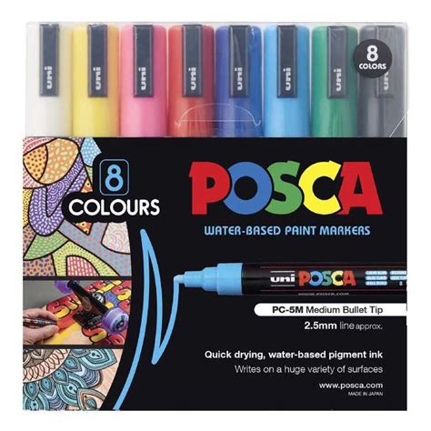 POSCA PC-5M 8 Pack Poster Markers Multicoloured