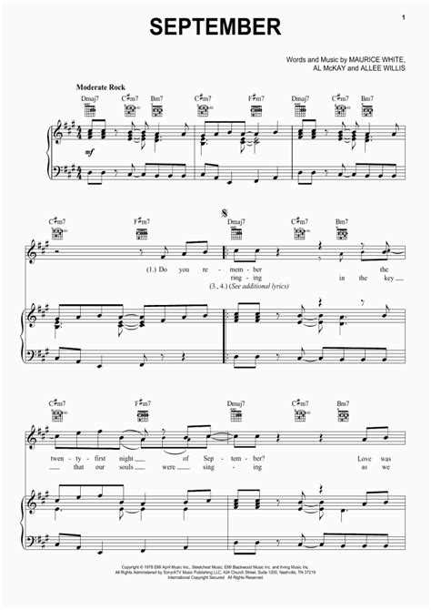 September Piano Sheet Music | OnlinePianist