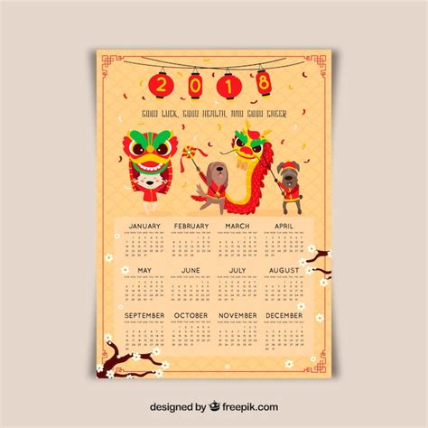 Free Vector | Chinese new year calendar