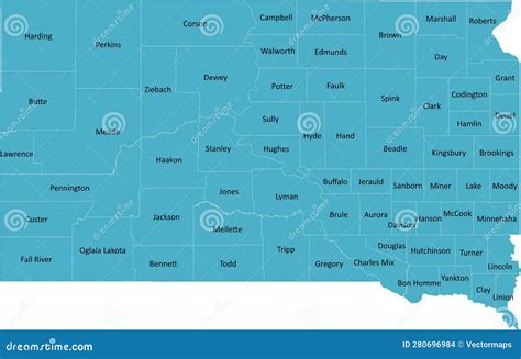 US South Dakota county map stock vector. Illustration of dakota - 280696984