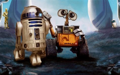 Wall-E R2-D2 Star Wars Robots Cartoon Art wallpaper | 1680x1050 | #9739