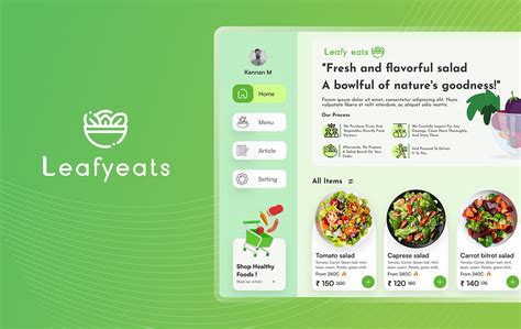 Salad app dashboard design ''Leafy eats'' on Behance