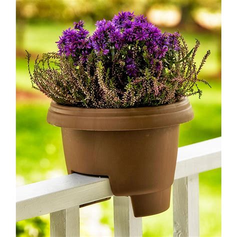 Bloem Deck Rail Planter 12 in. Chocolate Plastic Deck Rail Planter-477125-1001 - The Home Depot