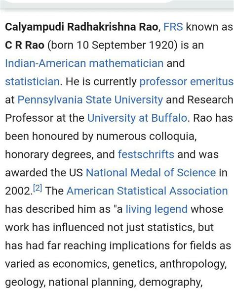 Biography of C.R Rao in 2O0 to 250 words - Brainly.in