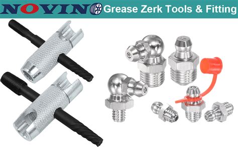 Amazon.com: NOVINO Grease Zerk Fitting Tools Fits 1/4"-28 SAE,1/8"-NPT, M10x1 M8x1 and Grease ...