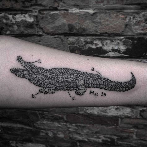 Black and grey alligator tattoo - Tattoogrid.net