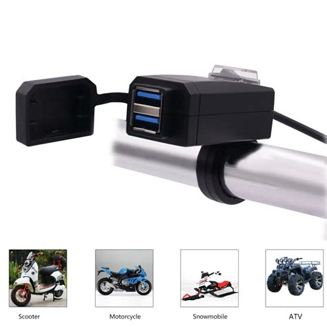 USB Charger Motorcycle Outlet Dual USB Charger LED Voltmeter +Switch ...