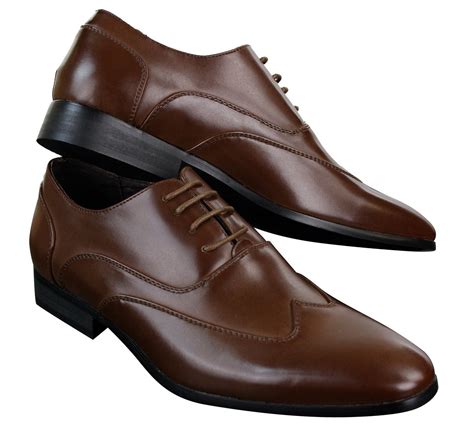 Mens Leather Laced Brogues Italian Designer Shoes Smart Formal Classic Retro: Buy Online - Happy ...