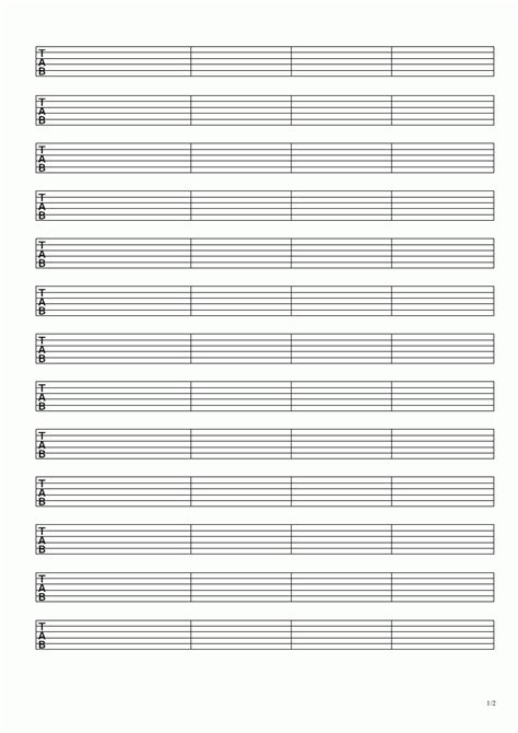 Free Printable Guitar Tablature Sheets