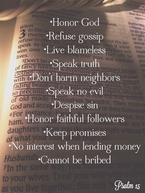 I want to live out this list! 2014 resolutions! Psalm 15 | Psalms, Psalm 15