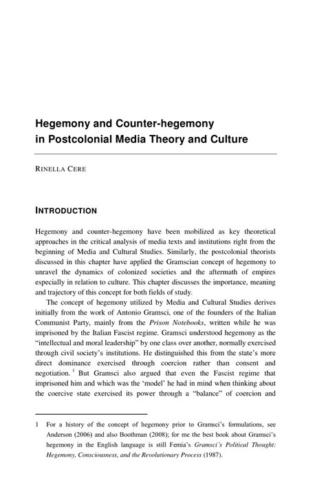 (PDF) Hegemony and Counter-Hegemony in Postcolonial Media Theory and ...