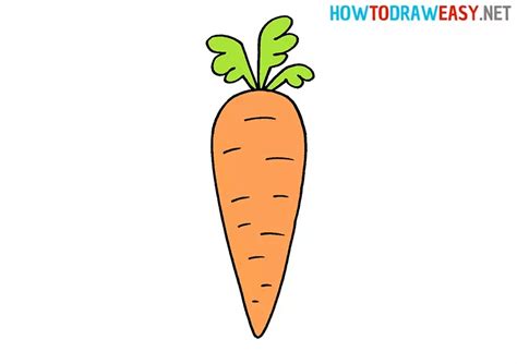 How to Draw a Carrot for Kids - How to Draw Easy Drawing Process, Drawing Lessons, Drawing For ...