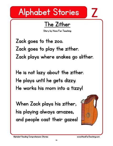 Alphabet Stories Letter Z Reading Comprehension Worksheet - Have Fun ...