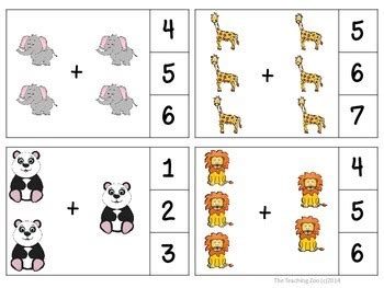 Zoo Animals Add, Count & Clip Task Cards by The Teaching Zoo | TpT