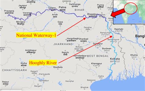 National Waterway-1 and Hooghly River, India. Source: Google Map. | Download Scientific Diagram