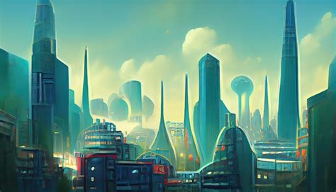 Premium Photo | Futuristic city concept art cityscape with bright neon ...