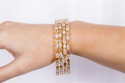 Oval American Diamond Bangle set - Chohan's Jewellery