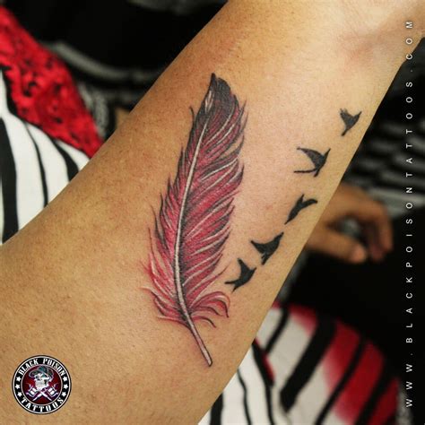 feather and bird tattoo Best Tattoo Studio in India Black Poison Tattoos