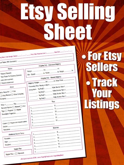 Etsy Products Listing Sheet Etsy Seller, Form, Listing Template, Etsy ...