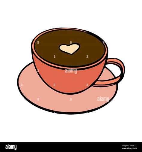 vector doodle pink coffee cup, with a heart Stock Vector Image & Art ...
