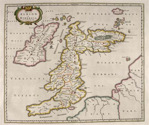 Great Britain and Ireland (1654) - Ptolemy's 1st European Map: - Old Great Britain from Blaeu's ...