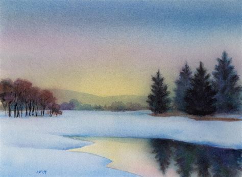 Simple Landscape Watercolor at PaintingValley.com | Explore collection of Simple Landscape ...