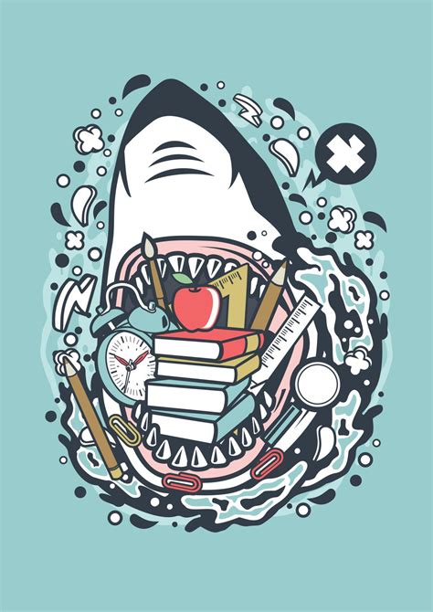 Funny Shark School Style 3608970 Vector Art at Vecteezy