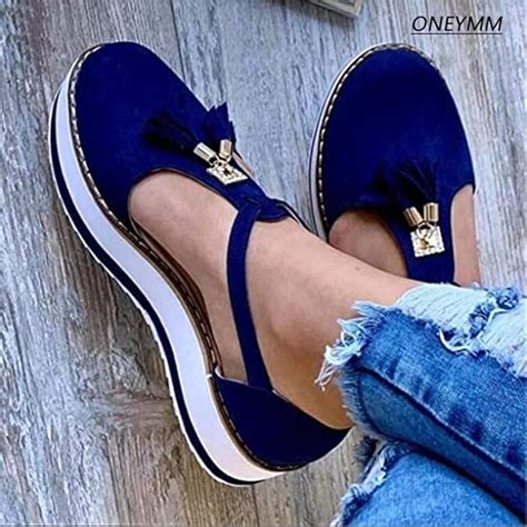 ONEYMM Sandals for Womens Wedge Summer Ladies Leather Sandal Platform ...